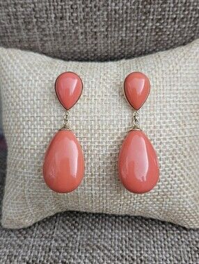 Ross-Simons Simulated Coral Drop Earrings in 14kt Yellow Gold